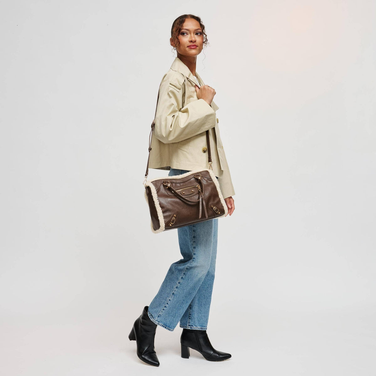 Seraphina Shearling Trim Satchel