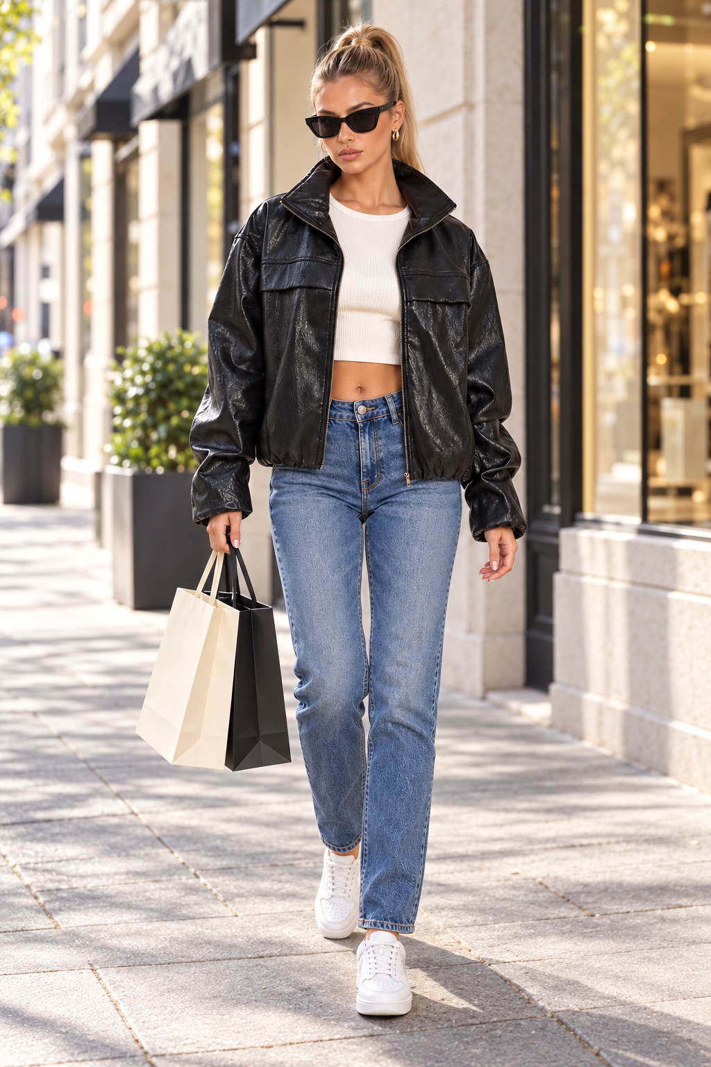 Nora High Collared Bomber Jacket