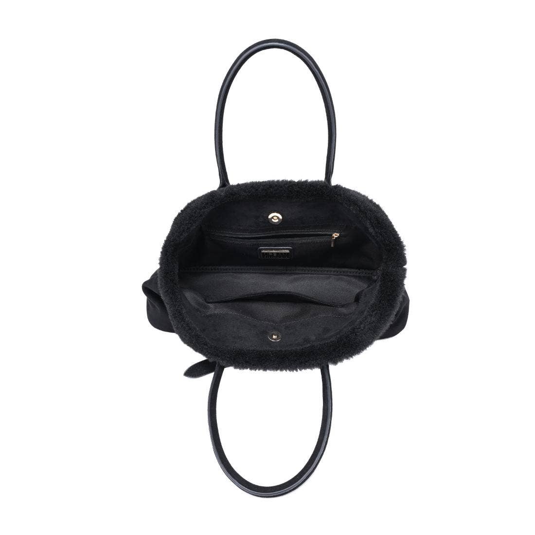 Tommi Faux Suede Plush Trim Satchel