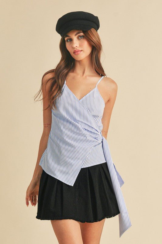 Aemi + Co Side Knotted Surplice Striped Cami - Robbi & Angel