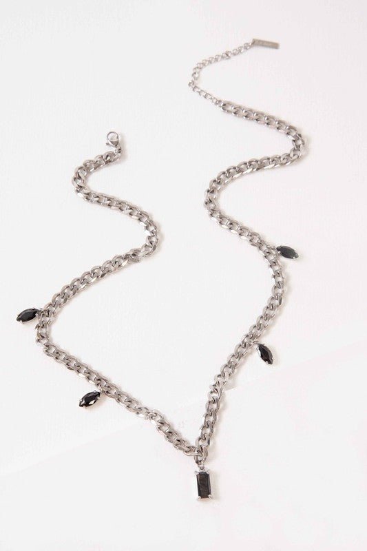 Mixed Stone Charm Necklace | Black Silver - Robbi & Angel
