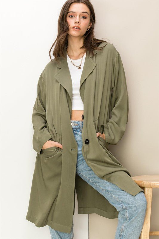 Right Round Button Front Oversized Coat - Robbi & Angel