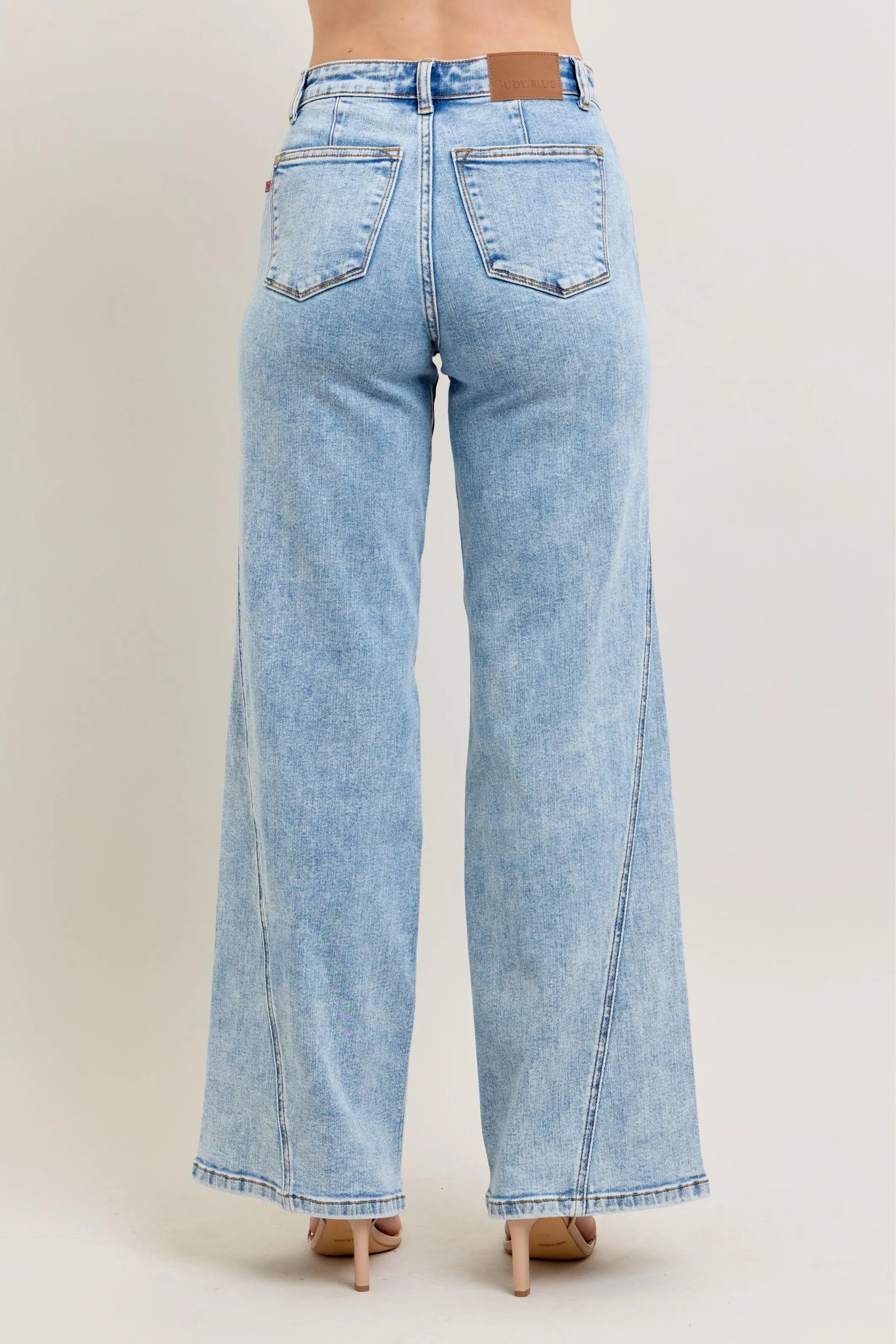 Judy Blue Full Size High Waist Wide Leg Jeans with Skewed Inseam Plus Size - Robbi & Angel