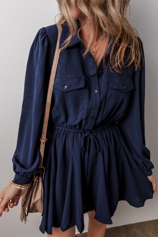 Kim Chest Pockets Tunic Shirt Mini Dress - Robbi & Angel