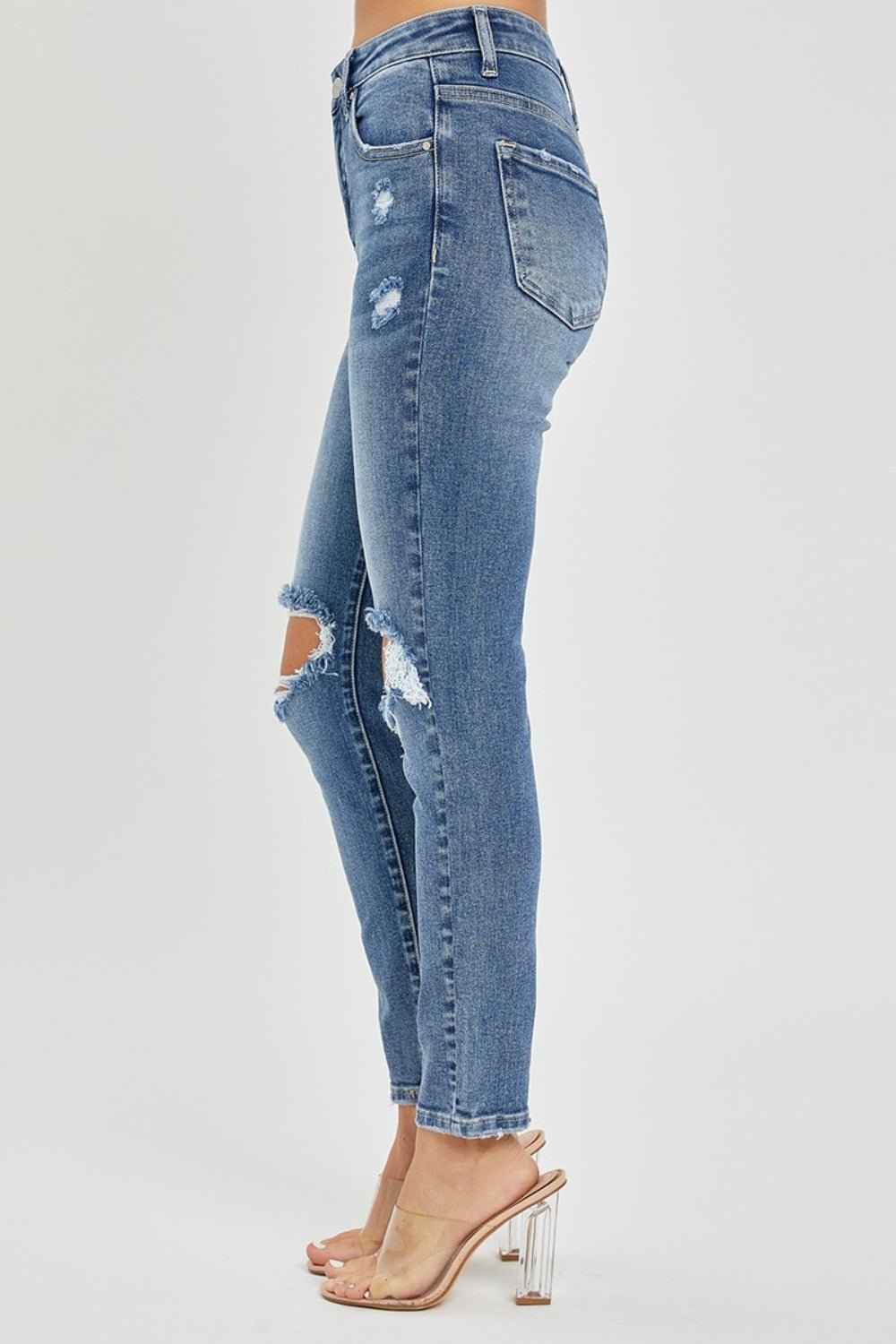 Risen Full Size High Rise Knee Distressed Skinny Jeans