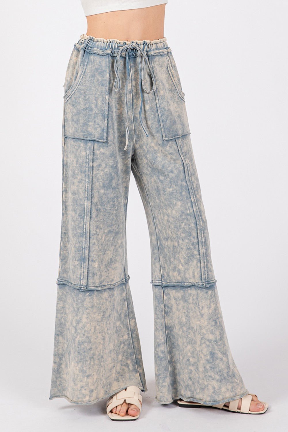 SAGE + FIG Mineral Washed Terry Wide Leg Pants - Robbi & Angel