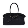 Tommi Faux Suede Plush Trim Satchel