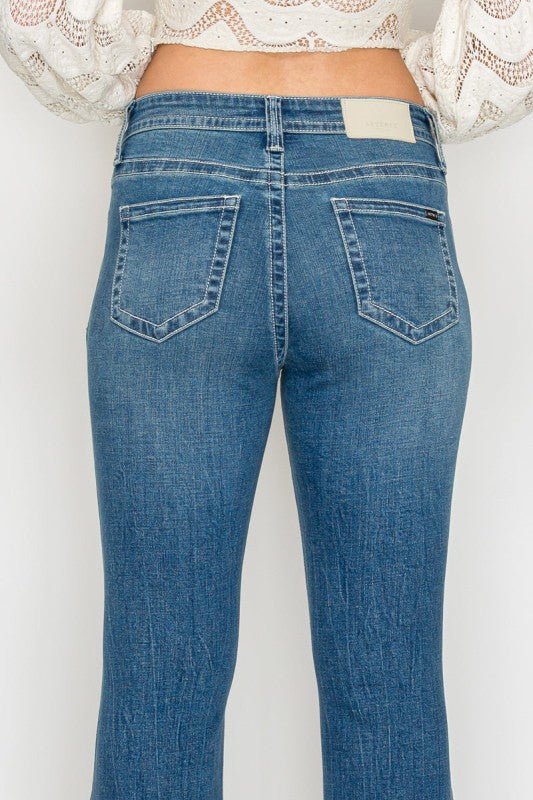 TUMMY CONTROL HIGH RISE SLIM FLARE JEANS - Robbi & Angel