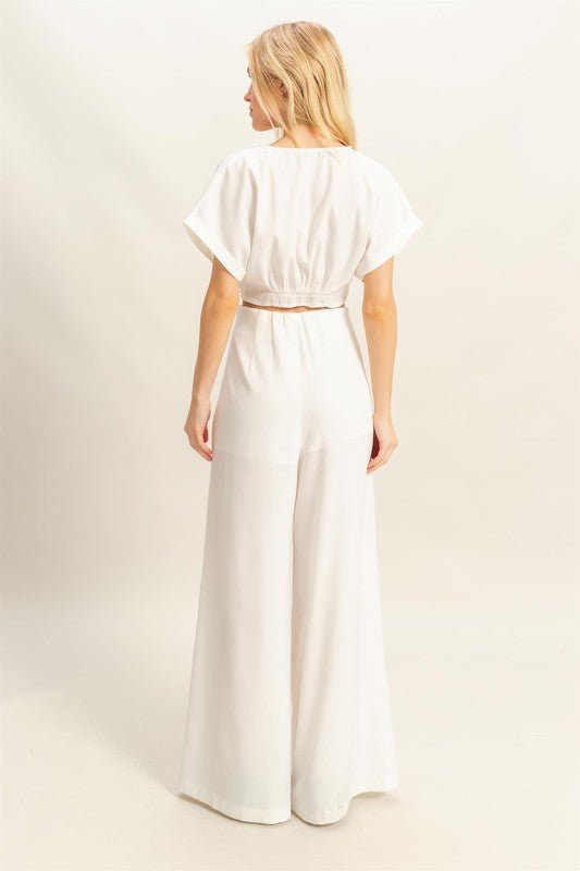 HYFVE Twisted Front Short Sleeve Top and Wide Leg Pants Set - Robbi & Angel