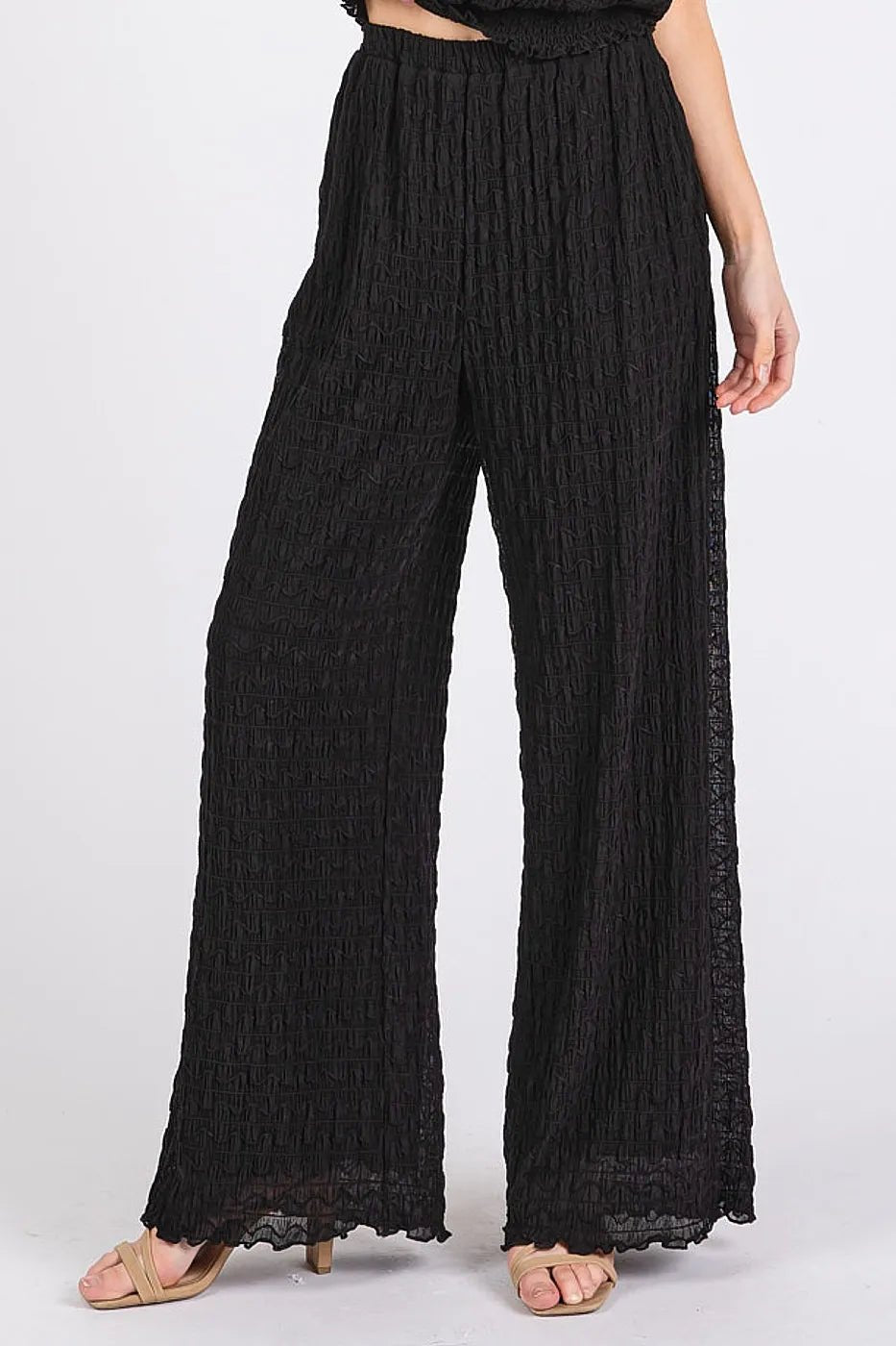 Mittoshop Textured Stretchy Crop Tank and Pants Set - Robbi & Angel