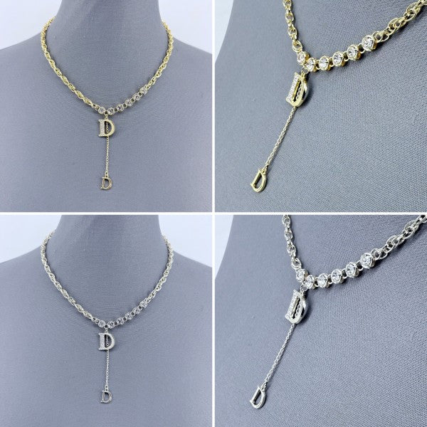 Gold or Silver Finish Rhinestones Initial D Neckla - Robbi & Angel
