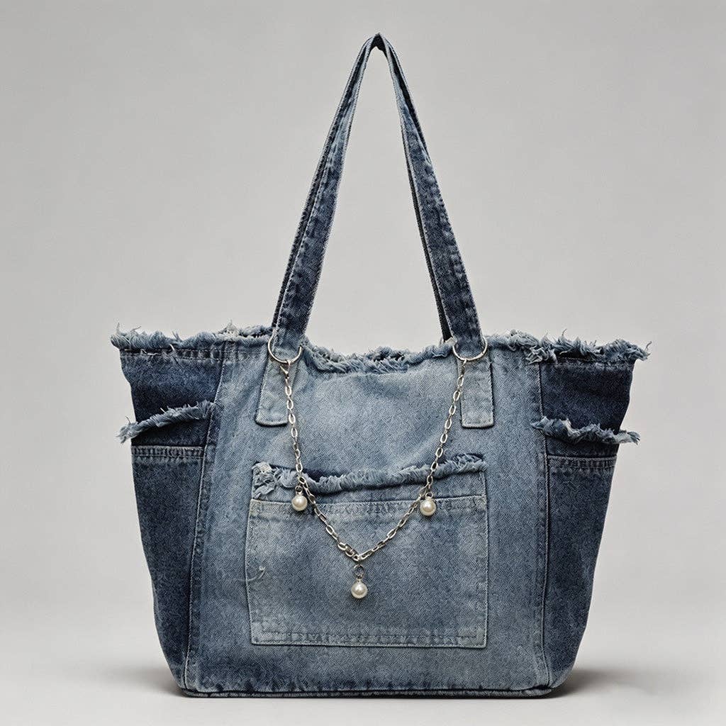 Frayed Edge Denim Tote Bag