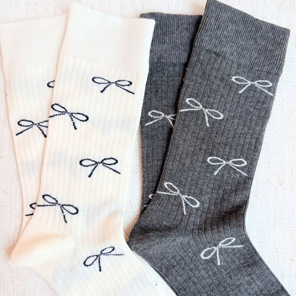 Bow Minimalist Socks Set Of 2 - Robbi & Angel