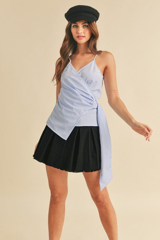 Aemi + Co Side Knotted Surplice Striped Cami - Robbi & Angel