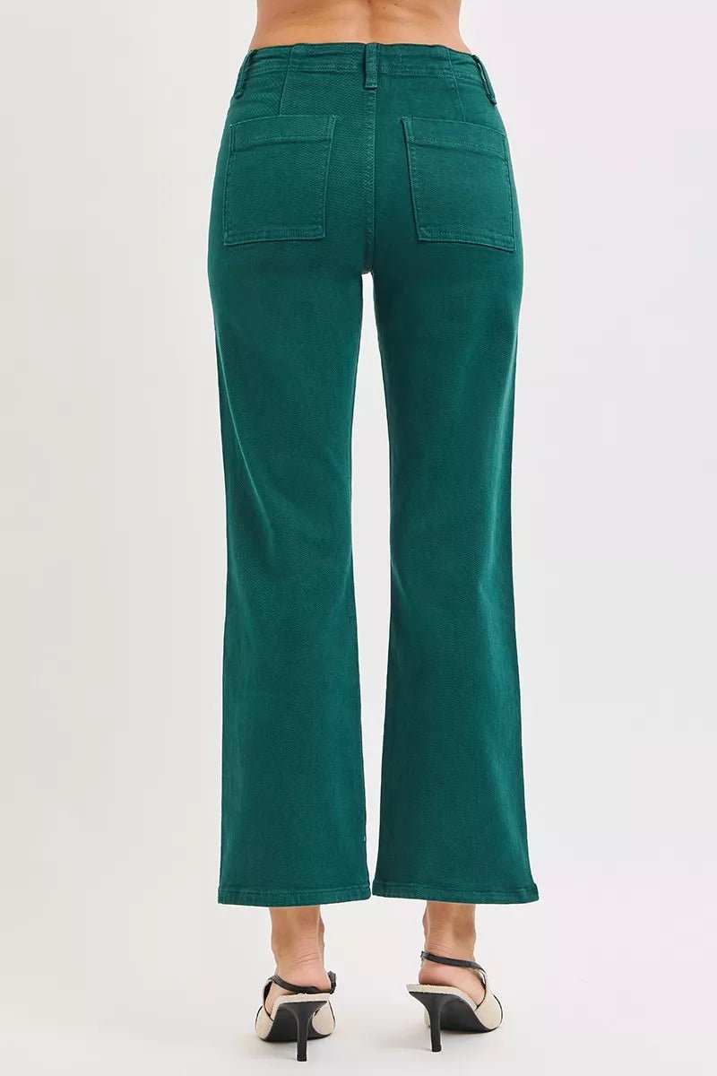 RISEN High Rise Ankle Flare Patch Pocket Jeans - Robbi & Angel