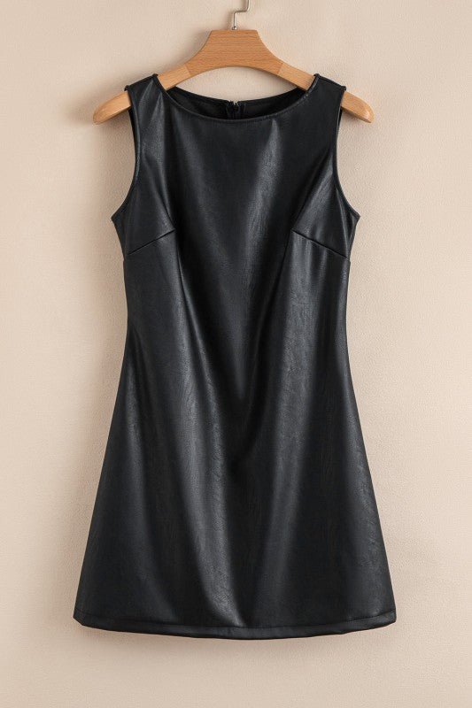 Vegan Leather Sleeveless Mini Dress - Robbi & Angel
