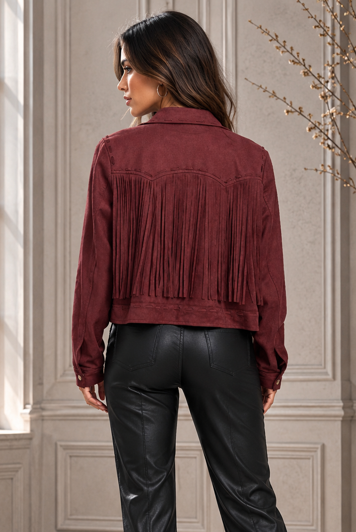 Xenia Cropped Suede Jacket