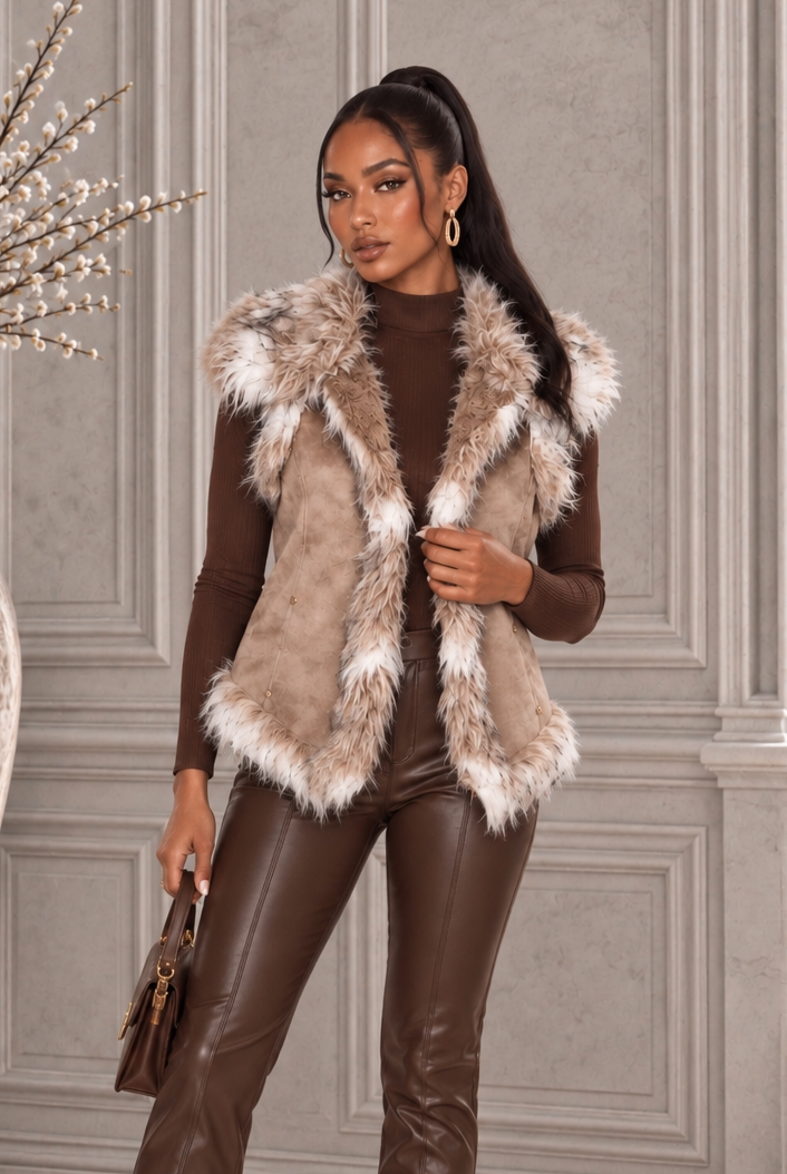 Lilly Coyote Faux Fur Vest