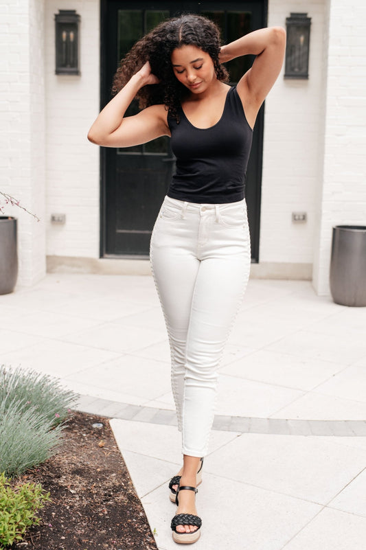 Maddie Mid Rise Braided Side Seam Relaxed Jeans - Robbi & Angel