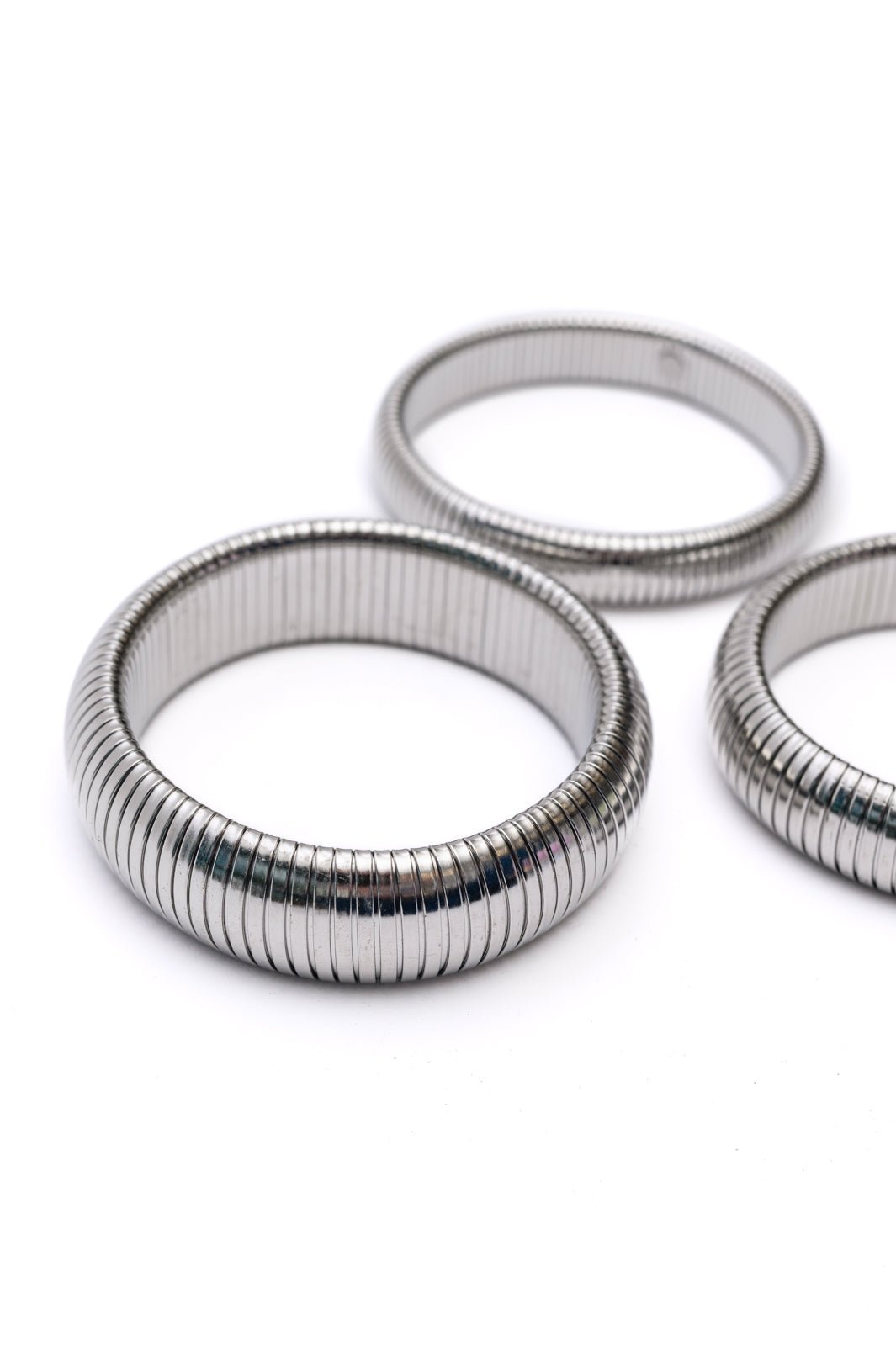 Sassy but Classy Ribbed Bangles in Silver Set of 3 - Robbi & Angel