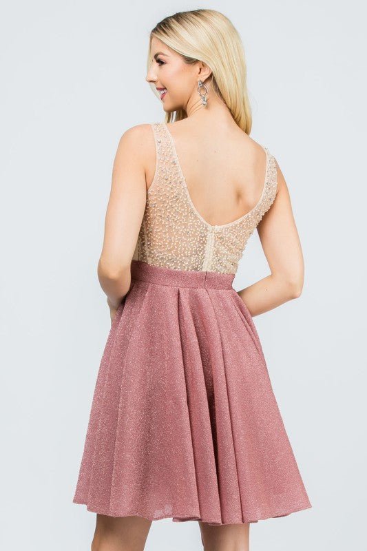 A - Lined short dress with rhinestone applique - Robbi & Angel