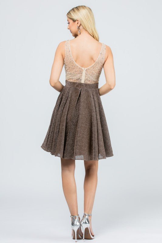 A - Lined short dress with rhinestone applique - Robbi & Angel