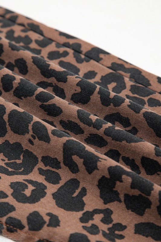 Leopard Denim Frayed Hem Midi Skirt - Robbi & Angel