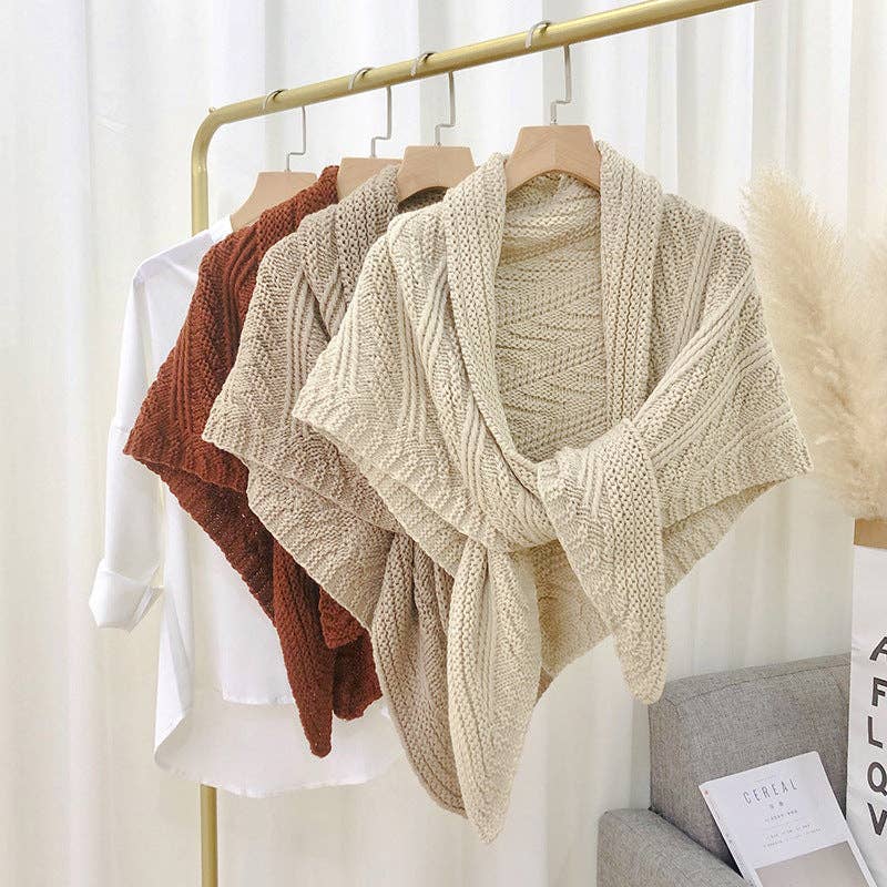 Split Triangle Solid Color Poncho Knit Scarf - Robbi & Angel