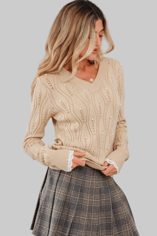 Abigail Lace Patchwork Sleeve Sweater - Robbi & Angel