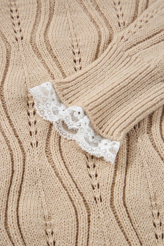 Abigail Lace Patchwork Sleeve Sweater - Robbi & Angel