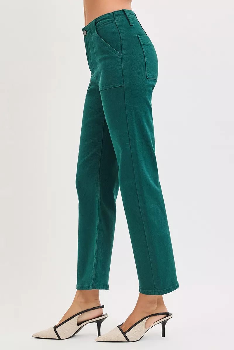 RISEN High Rise Ankle Flare Patch Pocket Jeans - Robbi & Angel