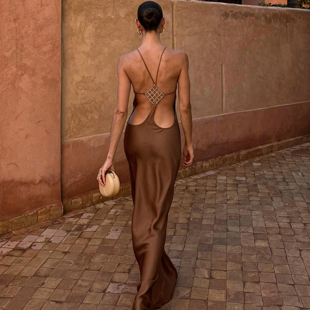 Ada Asymmetric Slim Fit Backless Rhinestone Dress - Robbi & Angel