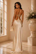 Ada Asymmetric Slim Fit Backless Rhinestone Dress - Robbi & Angel