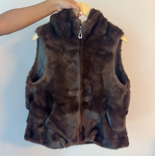 Real Feel Faux Mink Hooded Vest - Robbi & Angel
