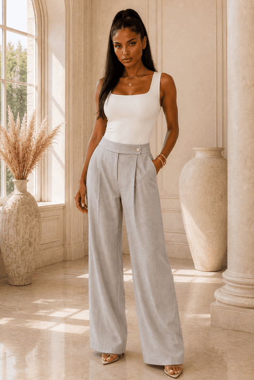Adrian High-Waisted Wide-Leg Pleated Pants - Robbi & Angel
