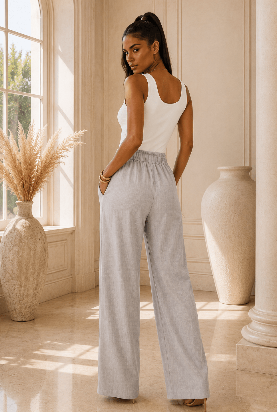 Adrian High-Waisted Wide-Leg Pleated Pants - Robbi & Angel