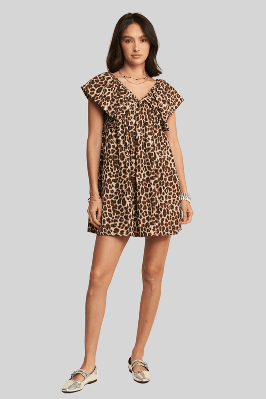 Animal Printed Velvet Ribbon Mini Dress - Robbi & Angel