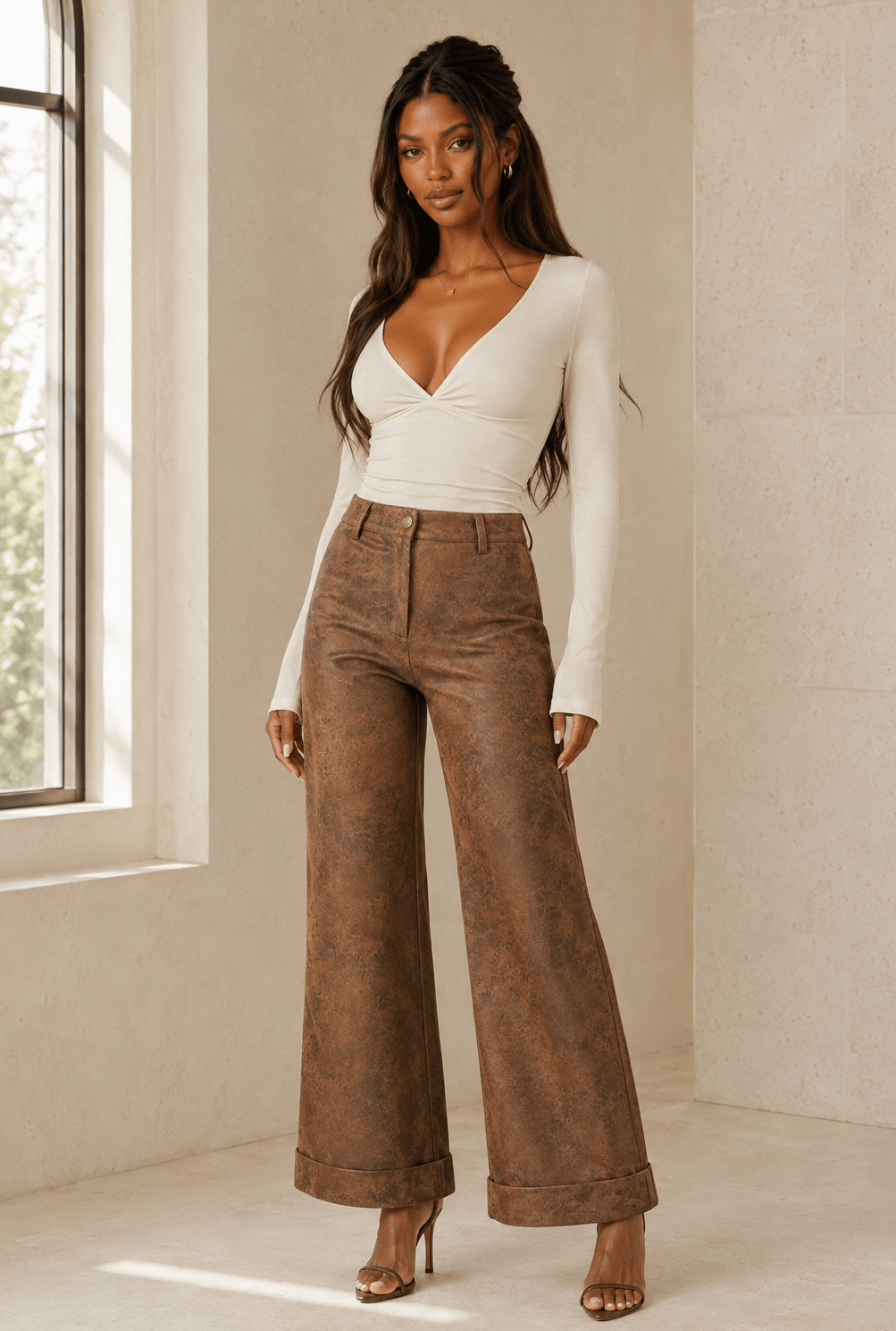 Anna Wide Leg Leather Pant - Robbi & Angel