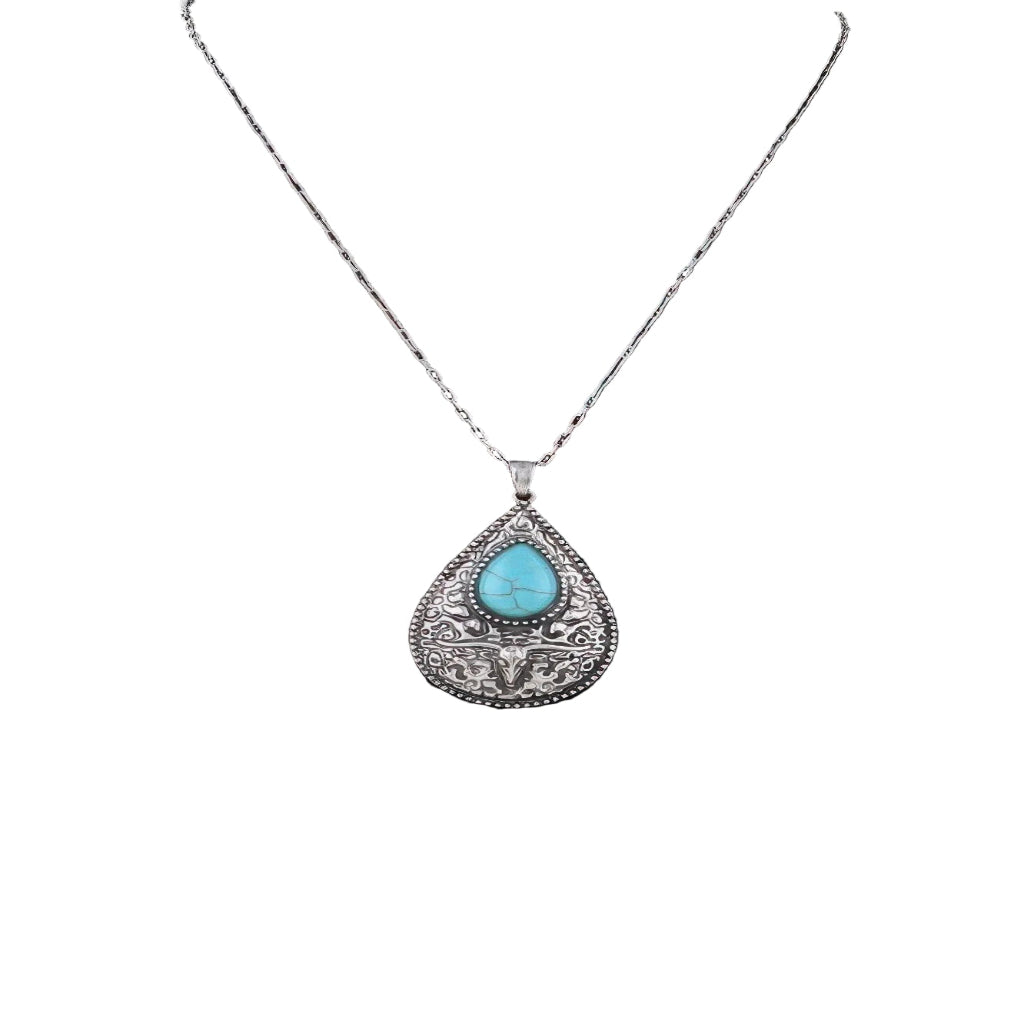Antique Bull Teardrop Necklace - Robbi & Angel