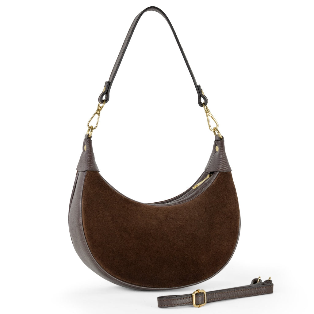 Arezzo Genuine Suede & Full-Grain Leather Shoulder Bag - Robbi & Angel