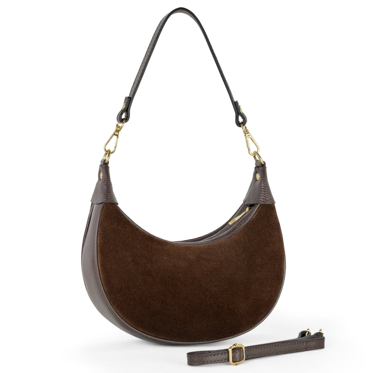 Arezzo Genuine Suede & Full-Grain Leather Shoulder Bag - Robbi & Angel