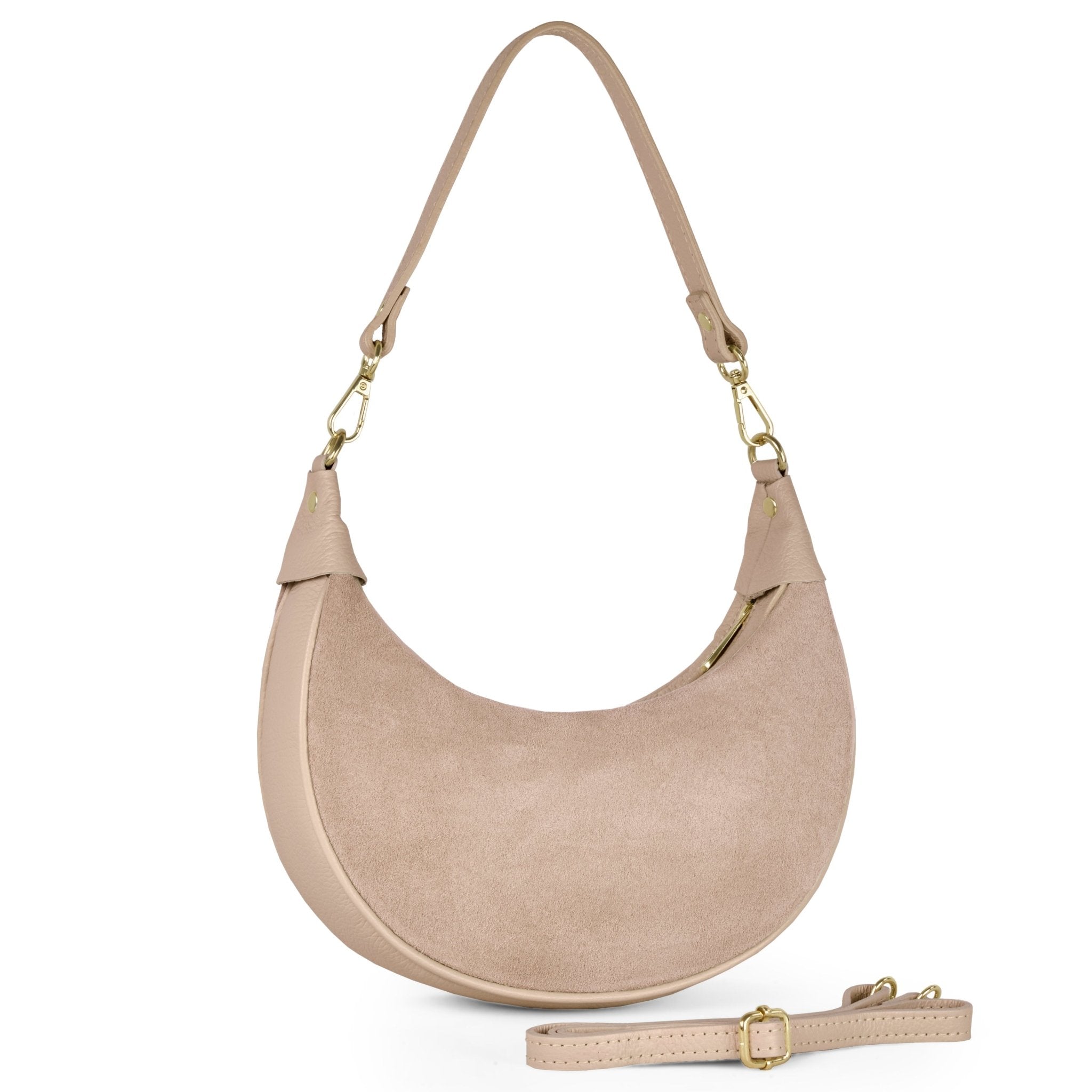 Arezzo Genuine Suede & Full-Grain Leather Shoulder Bag - Robbi & Angel