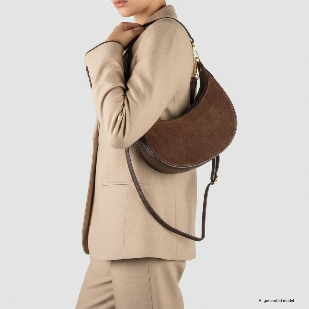Arezzo Genuine Suede & Full-Grain Leather Shoulder Bag - Robbi & Angel