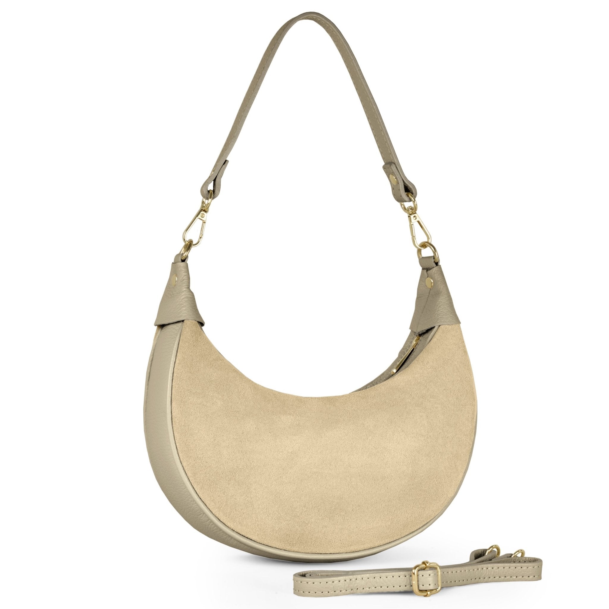 Arezzo Genuine Suede & Full-Grain Leather Shoulder Bag - Robbi & Angel