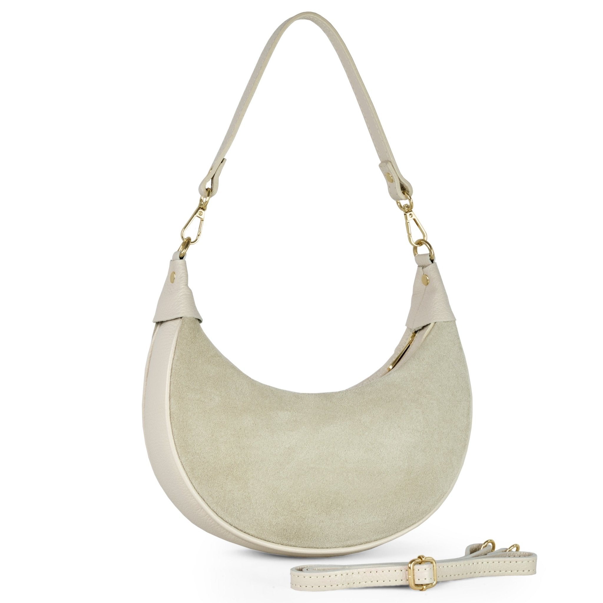 Arezzo Genuine Suede & Full-Grain Leather Shoulder Bag - Robbi & Angel