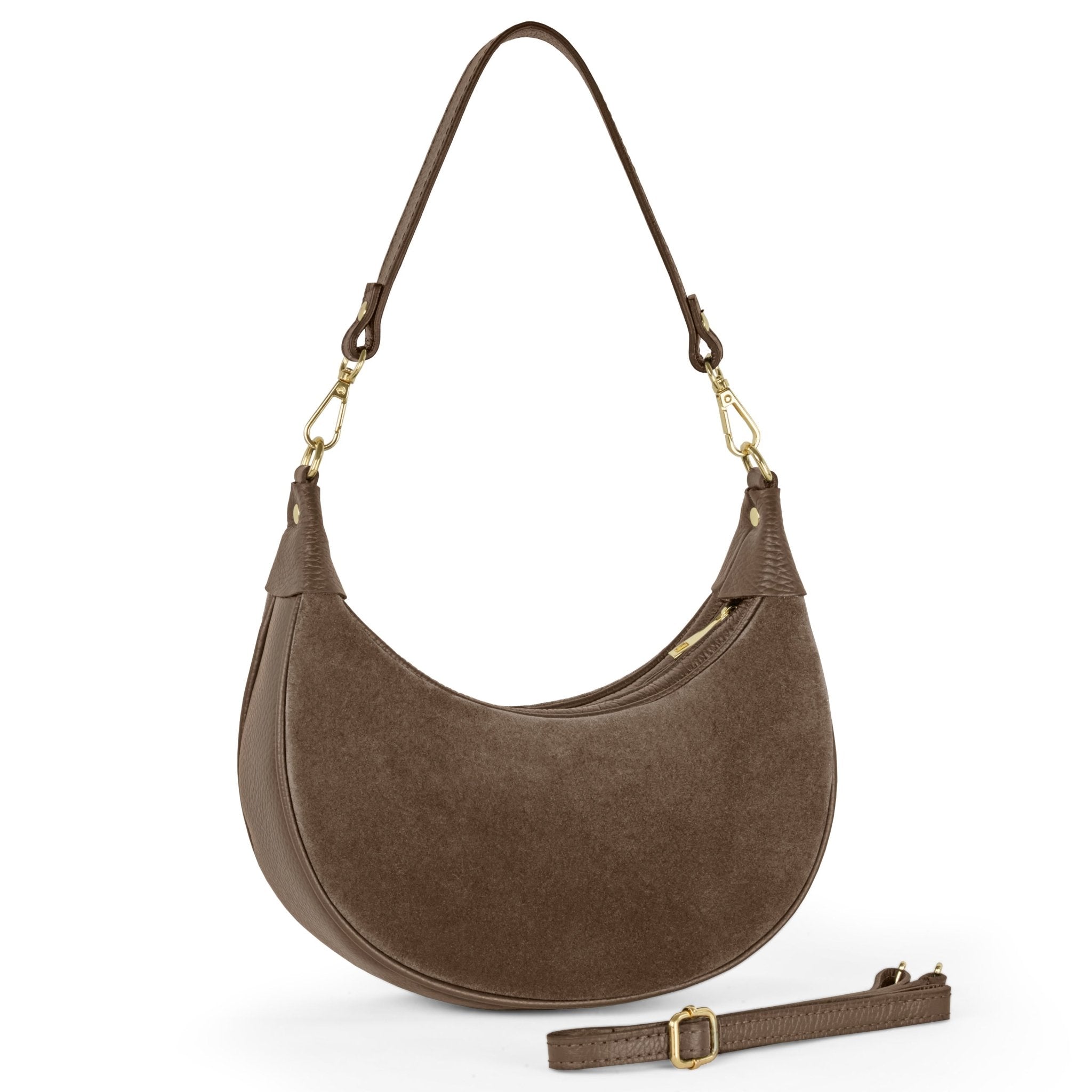 Arezzo Genuine Suede & Full-Grain Leather Shoulder Bag - Robbi & Angel