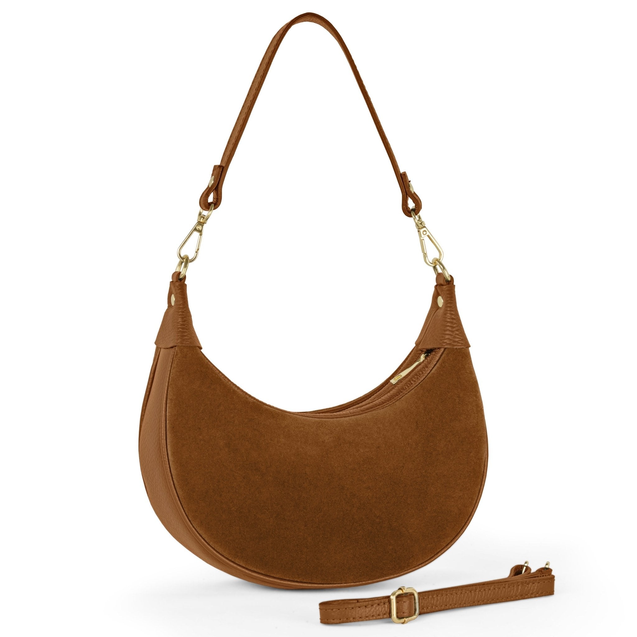 Arezzo Genuine Suede & Full-Grain Leather Shoulder Bag - Robbi & Angel
