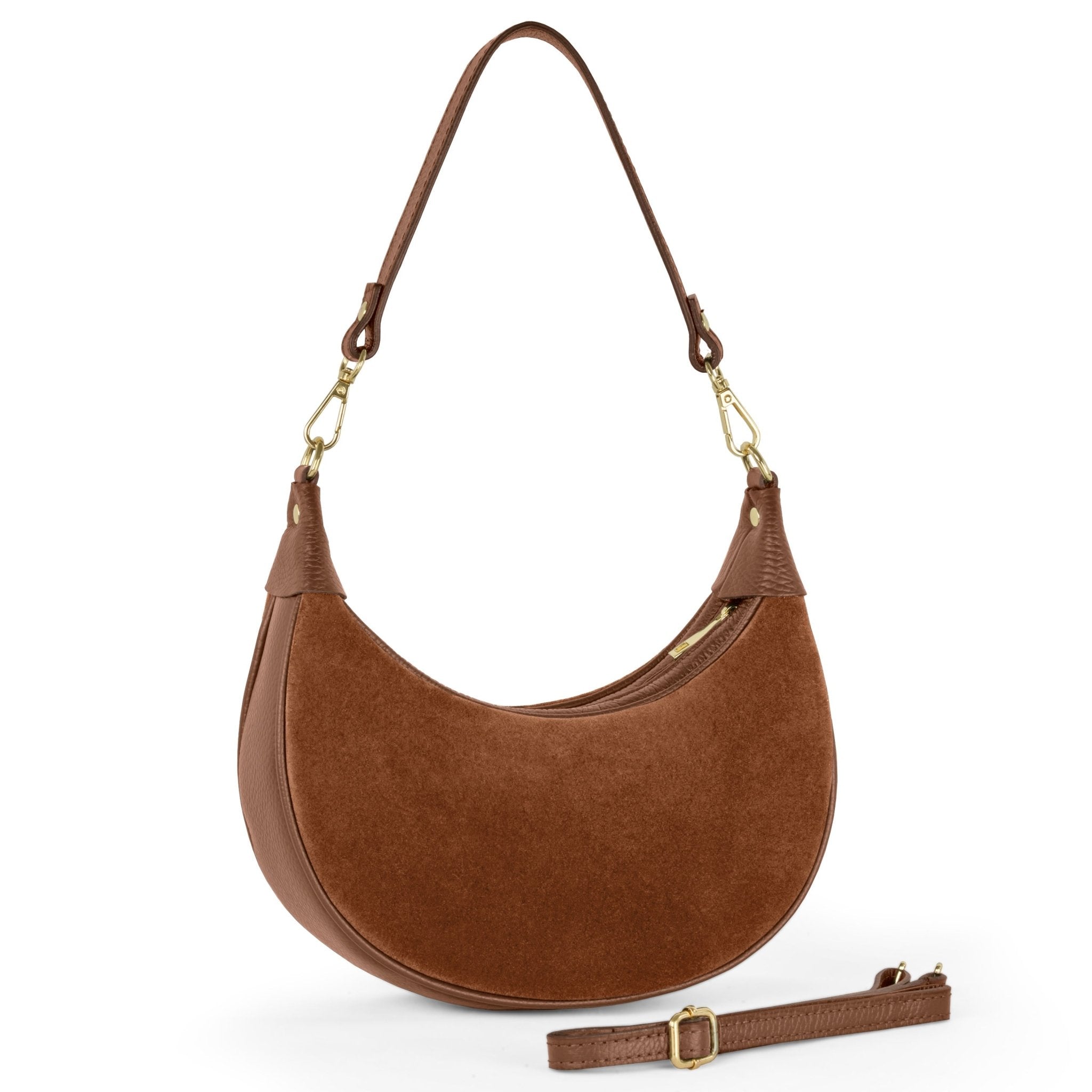 Arezzo Genuine Suede & Full-Grain Leather Shoulder Bag - Robbi & Angel