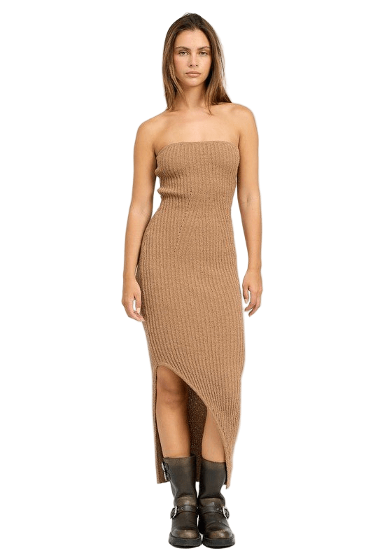 Asymmetrical Ribbed Maxi Tube Dress - Robbi & Angel