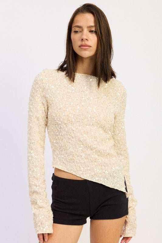 ASYMMETRICAL SEQUIN TOP - Robbi & Angel